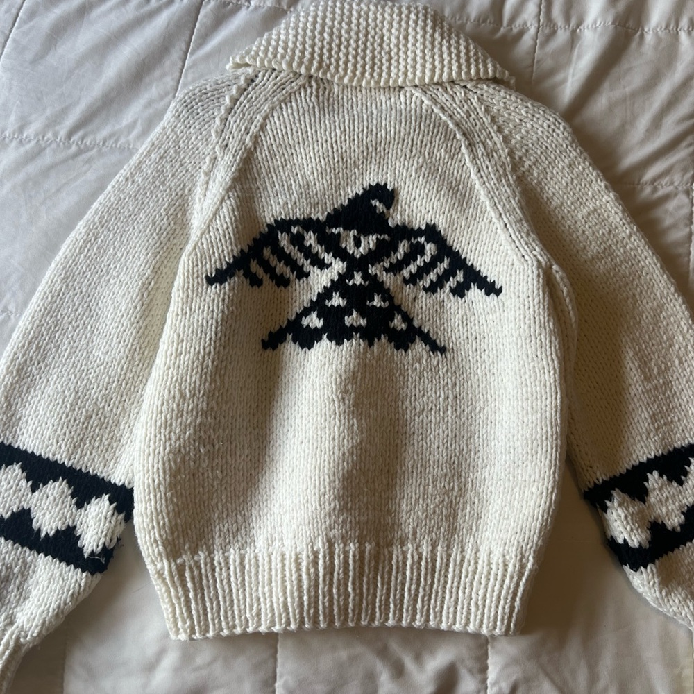Women's white and Black knit Sweater with phoenix